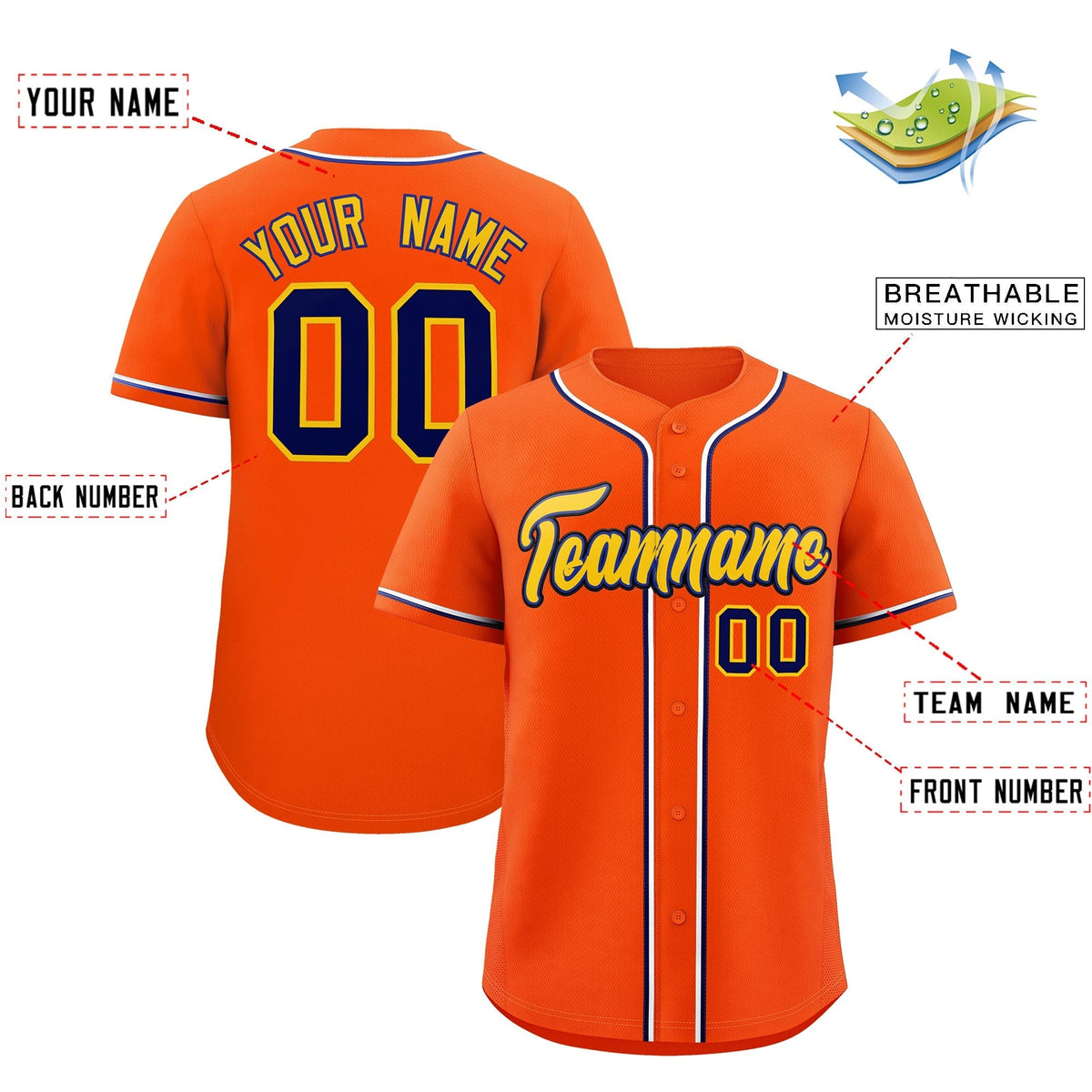 Custom Orange Classic Style Stitched Sports Uniform Personalized For Teams Quick Dry Baseball Jersey| KXKSHOP