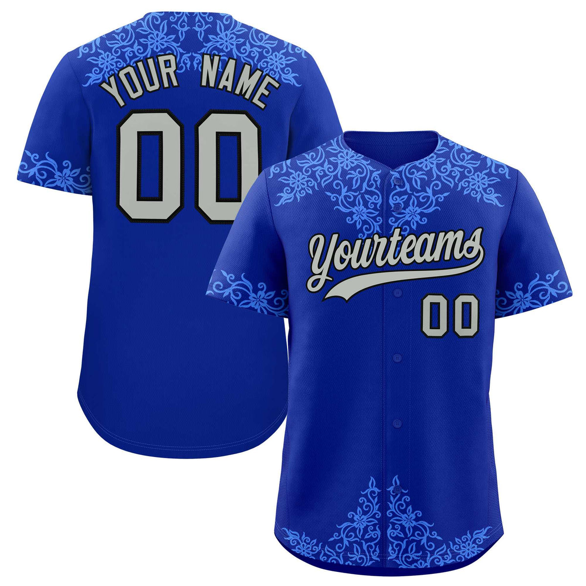 Custom Royal Powder Blue Baroque Style Personalized Baseball Jersey| KXKSHOP