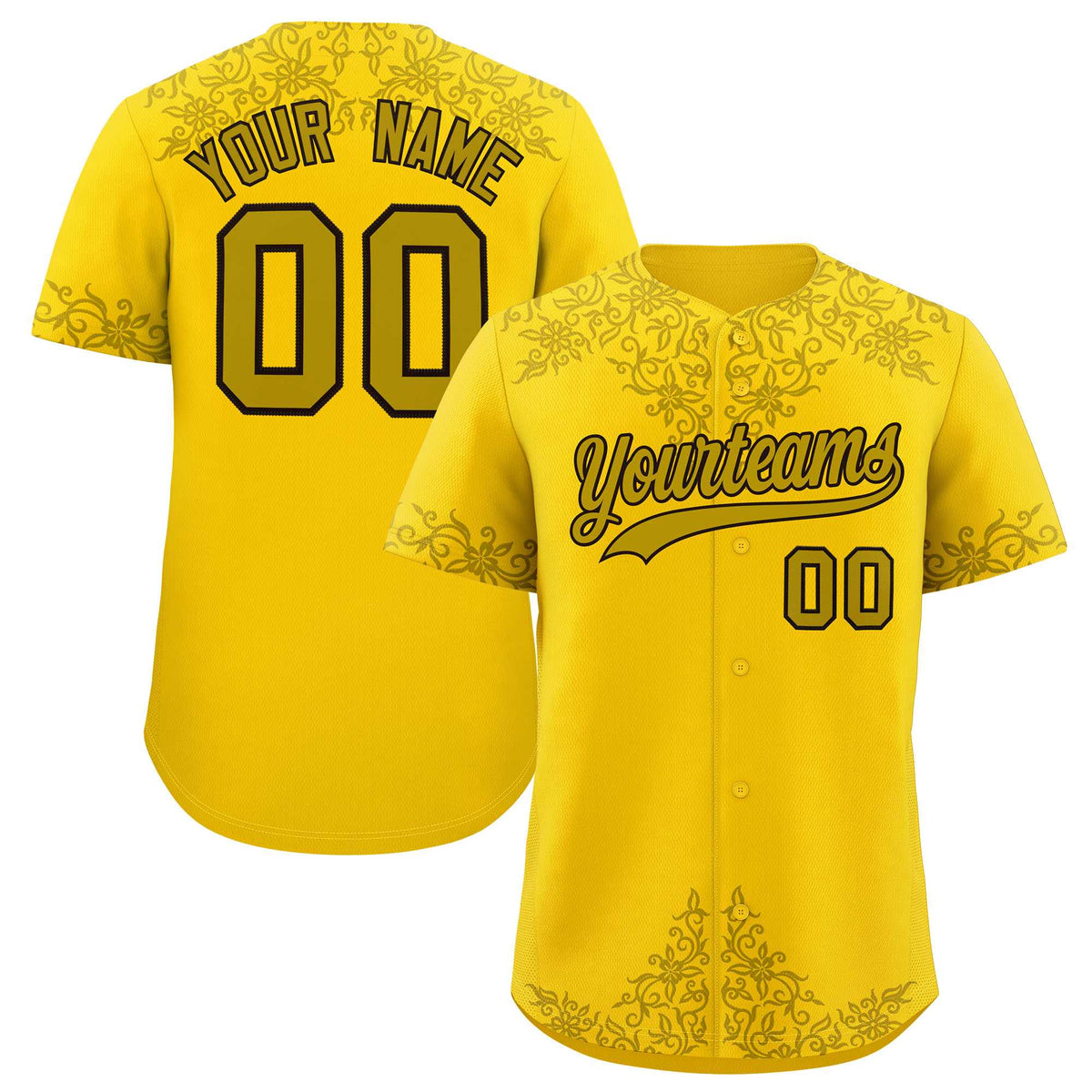 Custom Gold Old Gold Baroque Style Personalized Baseball Jersey| KXKSHOP