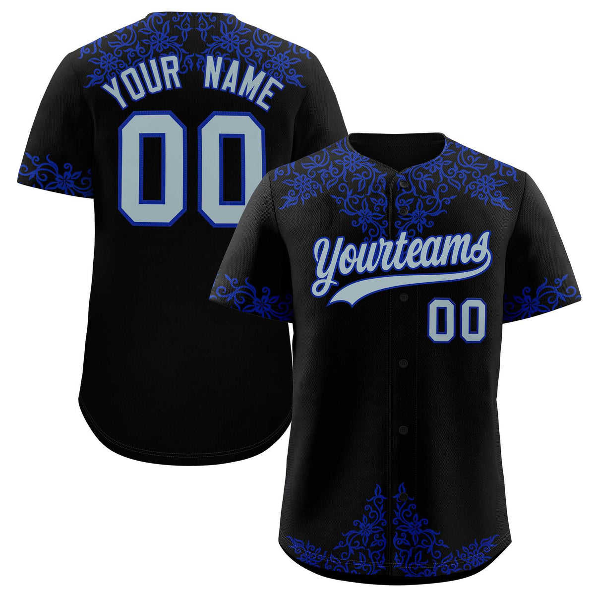 Custom Black Royal Baroque Style Personalized Baseball Jersey| KXKSHOP
