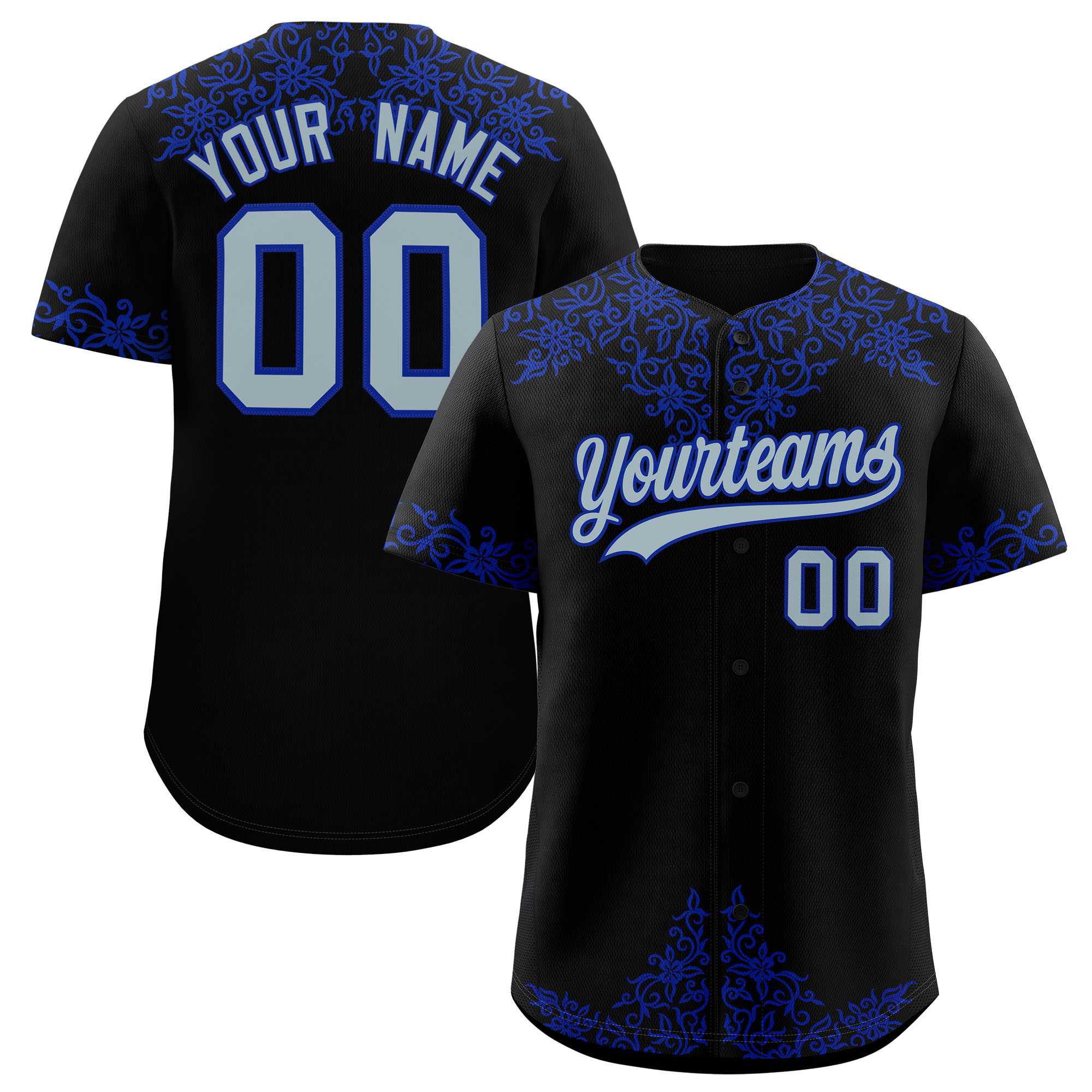 Custom Black Royal Baroque Style Personalized Baseball Jersey| KXKSHOP