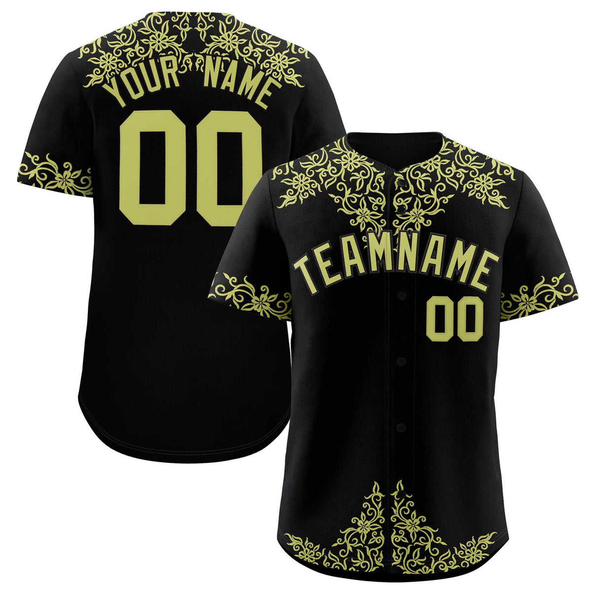 Custom Black Champagne Baroque Style Personalized Baseball Jersey| KXKSHOP