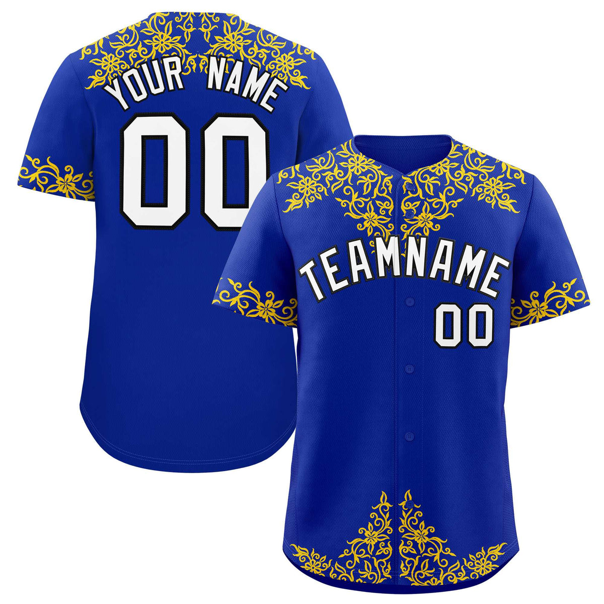 Custom Royal Gold Baroque Style Personalized Baseball Jersey| KXKSHOP