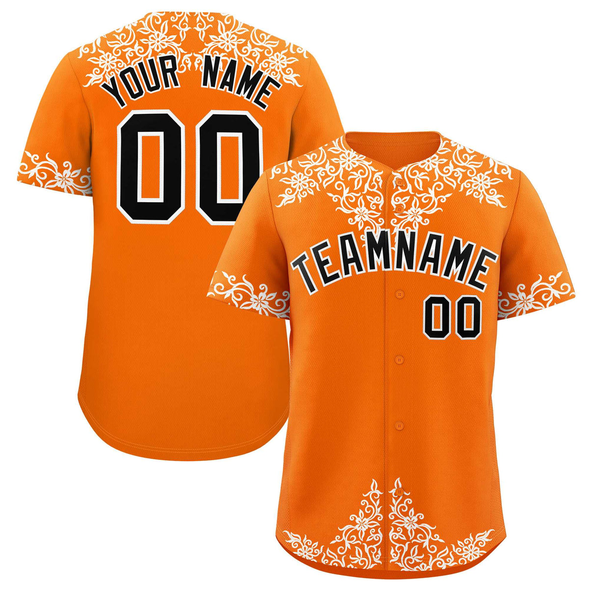 Custom Orange White Baroque Style Personalized Baseball Jersey| KXKSHOP