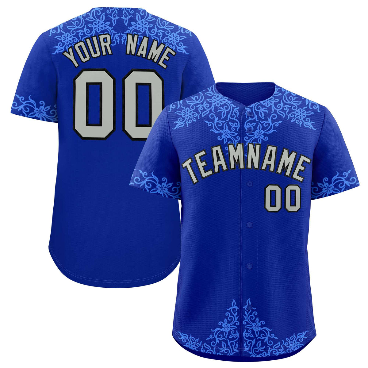 Custom Royal Powder Blue Baroque Style Personalized Baseball Jersey| KXKSHOP