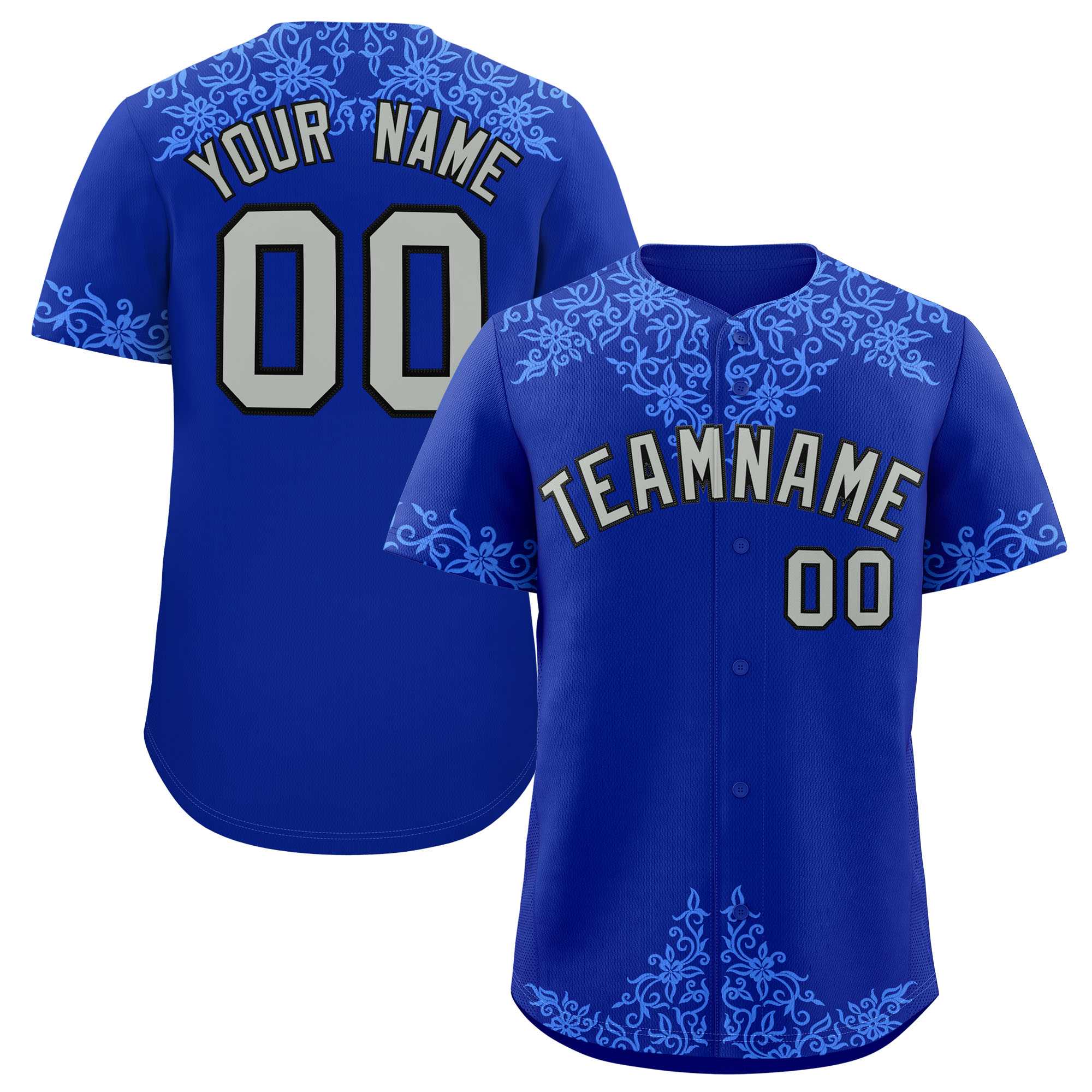 Custom Royal Powder Blue Baroque Style Personalized Baseball Jersey| KXKSHOP
