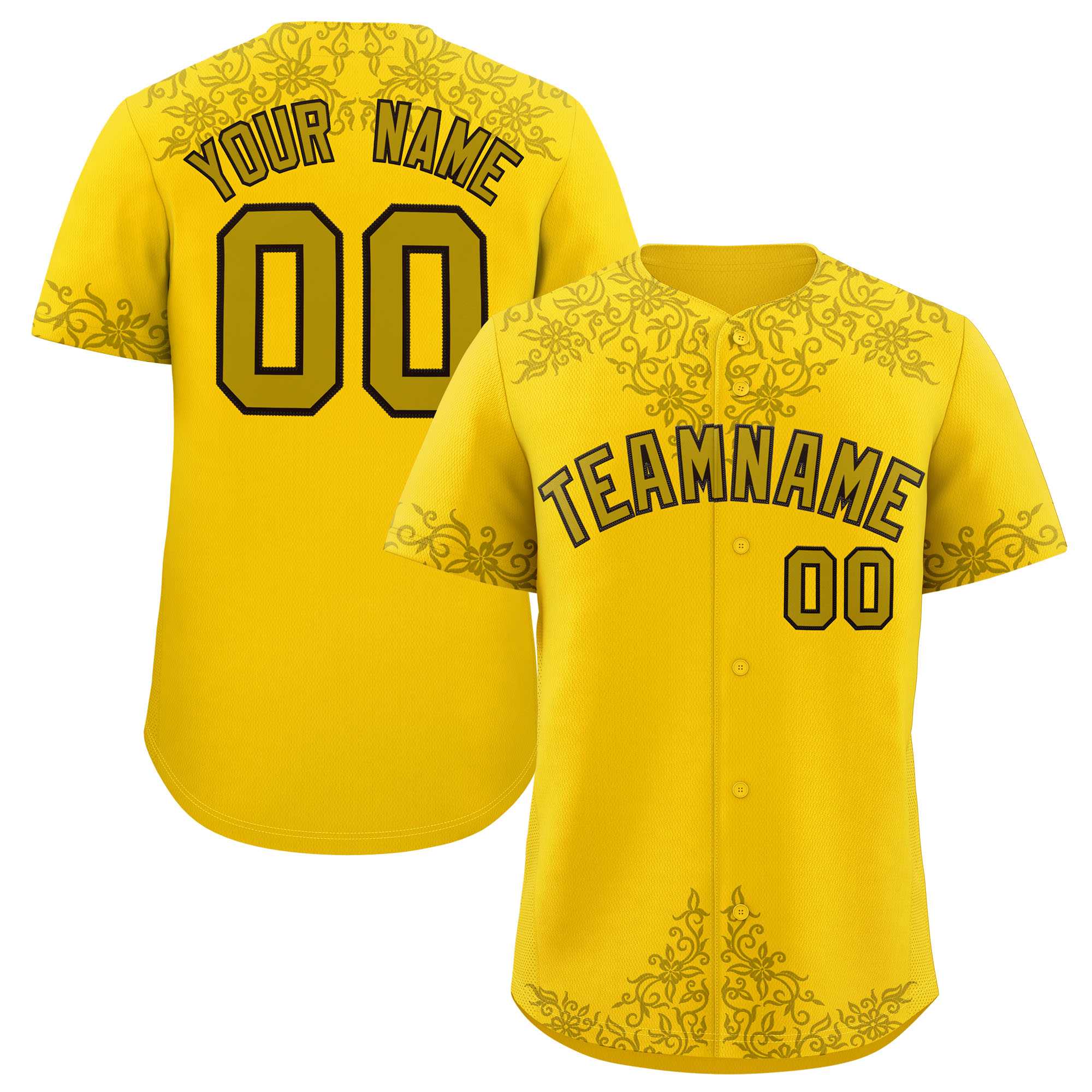 Custom Gold Old Gold Baroque Style Personalized Baseball Jersey| KXKSHOP