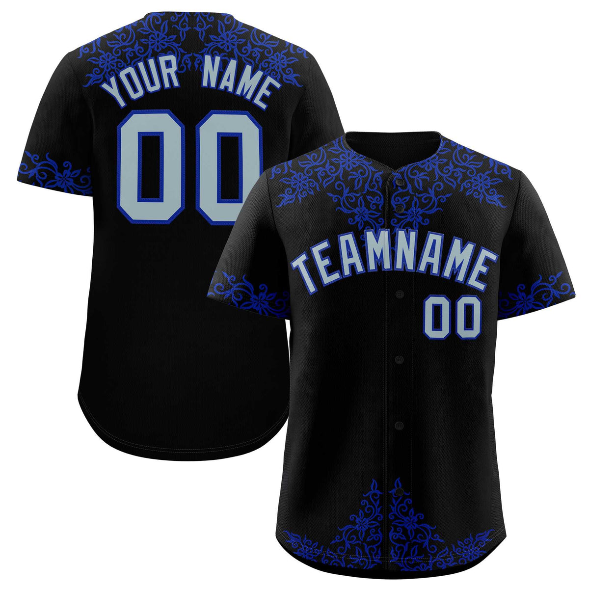 Custom Black Royal Baroque Style Personalized Baseball Jersey| KXKSHOP