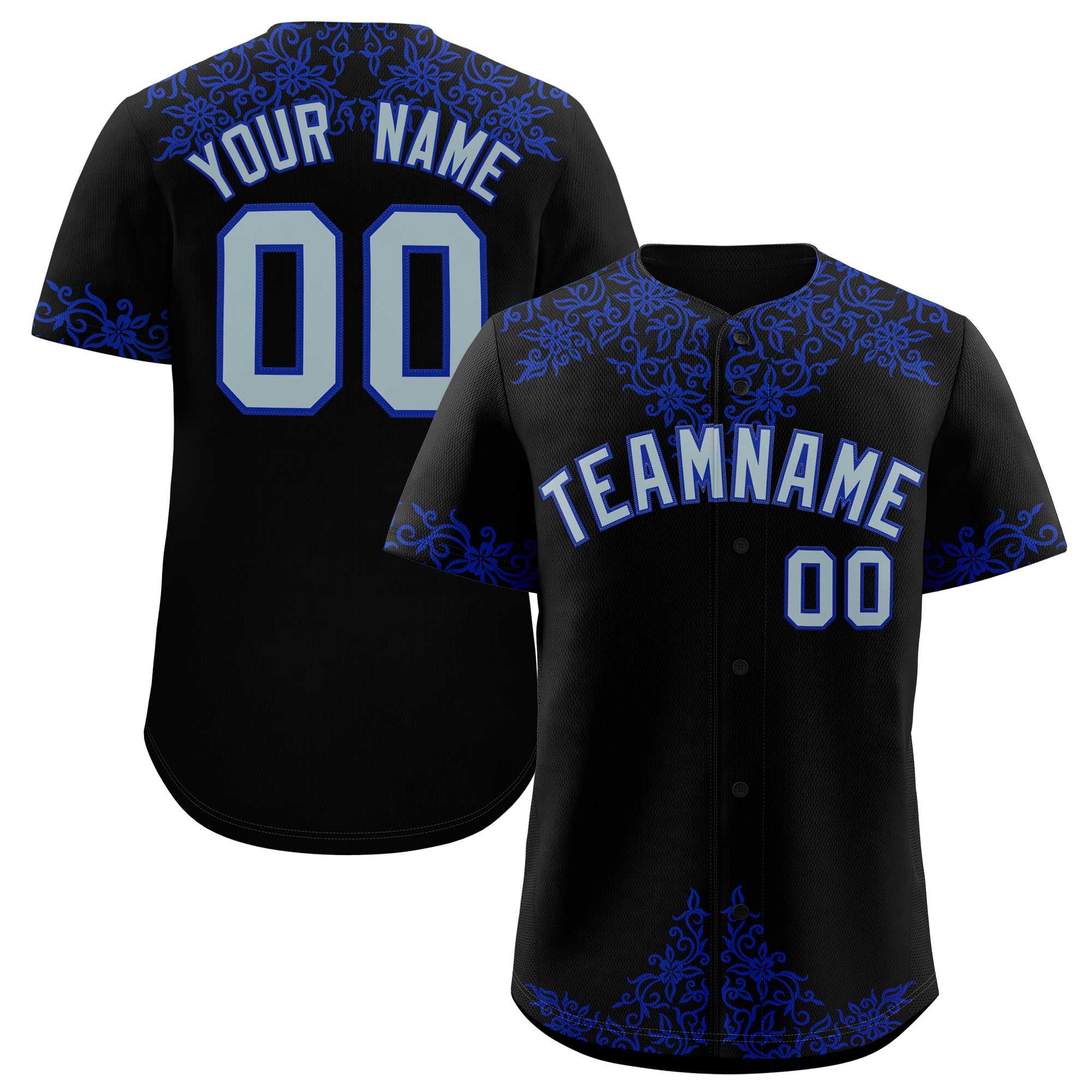 Custom Black Royal Baroque Style Personalized Baseball Jersey| KXKSHOP
