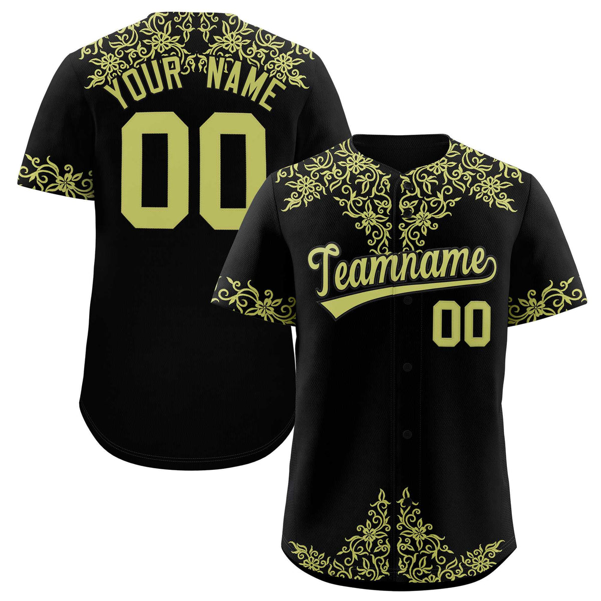 Custom Black Champagne Baroque Style Personalized Baseball Jersey| KXKSHOP
