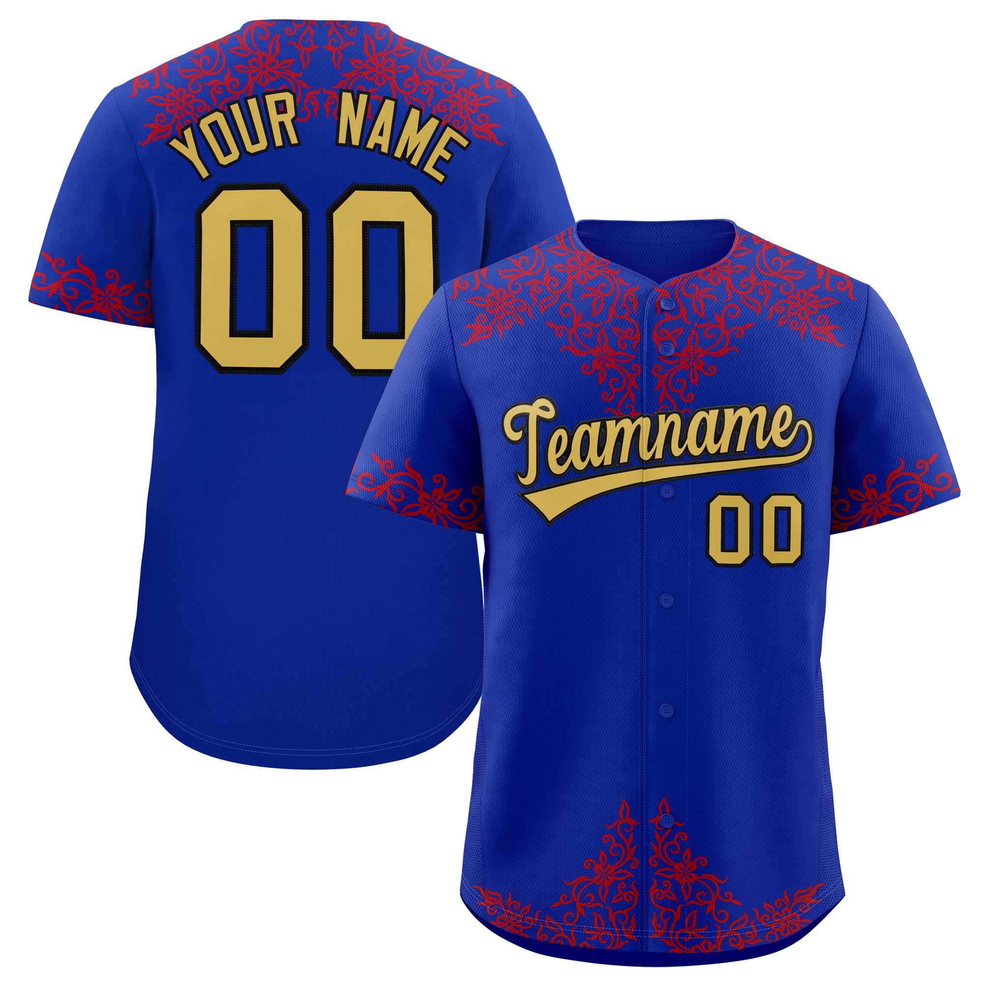Custom Royal Red Baroque Style Personalized Baseball Jersey| KXKSHOP