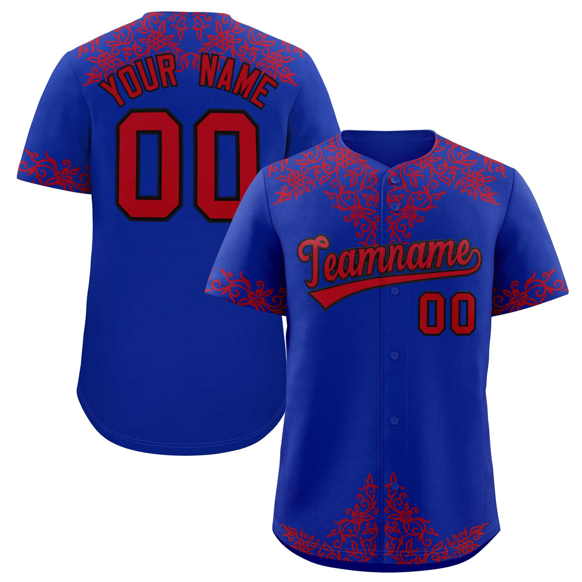 Custom Royal Red Baroque Style Personalized Baseball Jersey| KXKSHOP