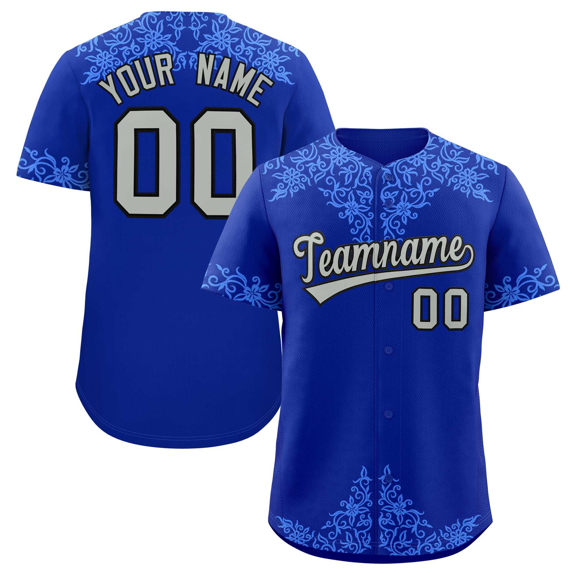 Custom Royal Powder Blue Baroque Style Personalized Baseball Jersey| KXKSHOP