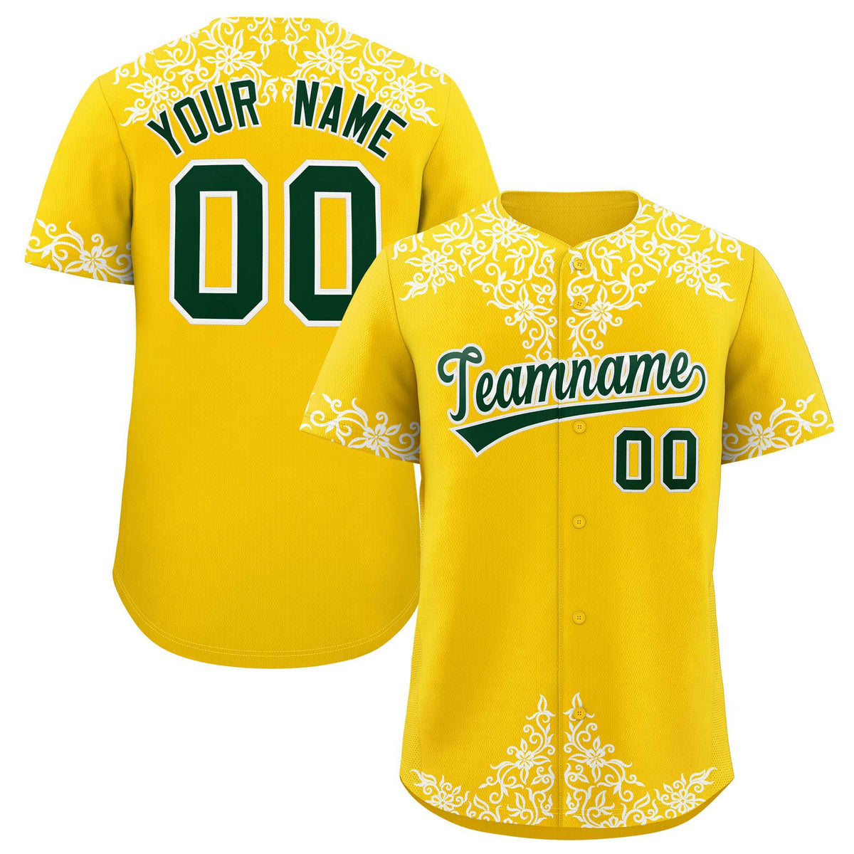 Custom Gold White Baroque Style Personalized Baseball Jersey| KXKSHOP