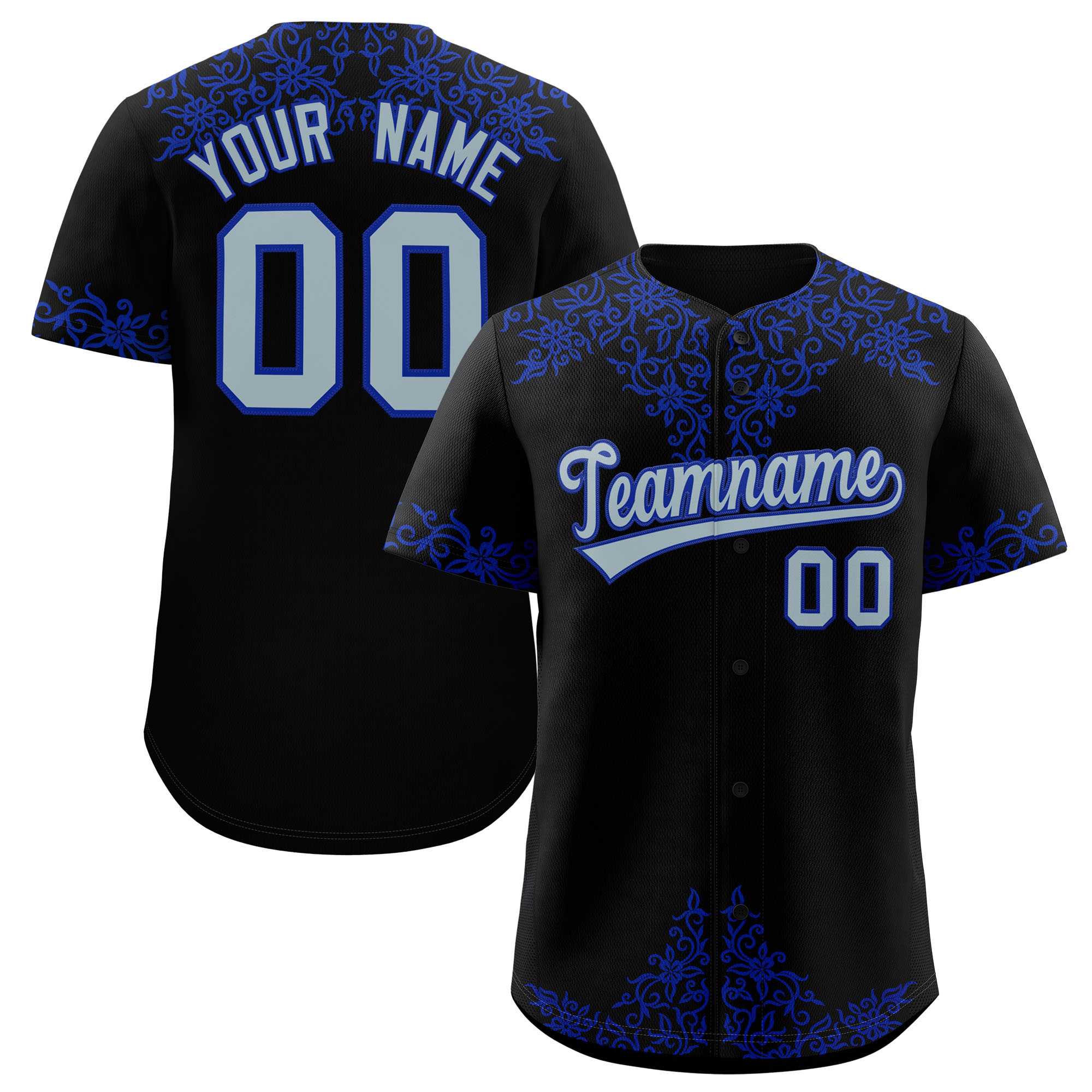 Custom Black Royal Baroque Style Personalized Baseball Jersey| KXKSHOP