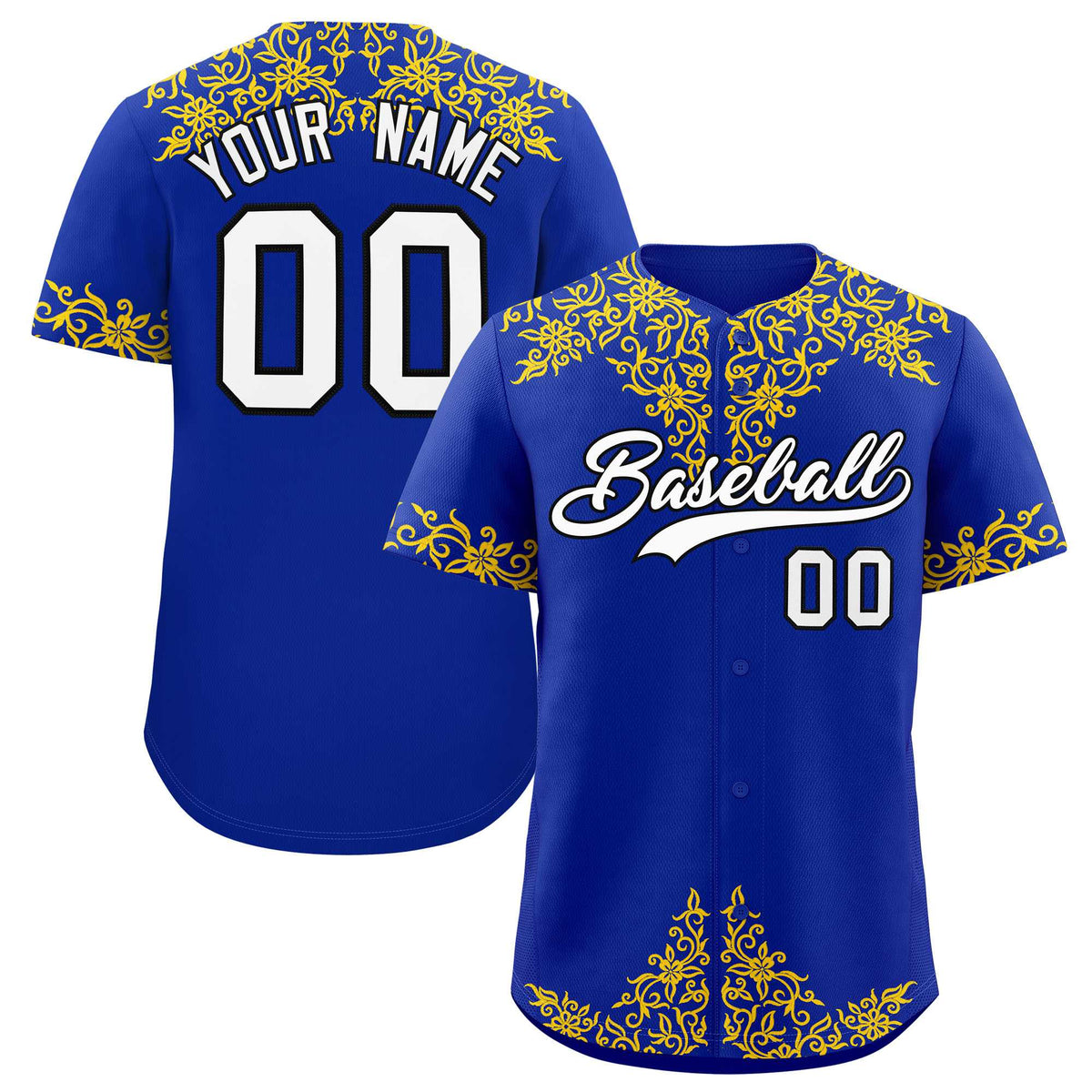 Custom Royal Gold Baroque Style Personalized Baseball Jersey| KXKSHOP
