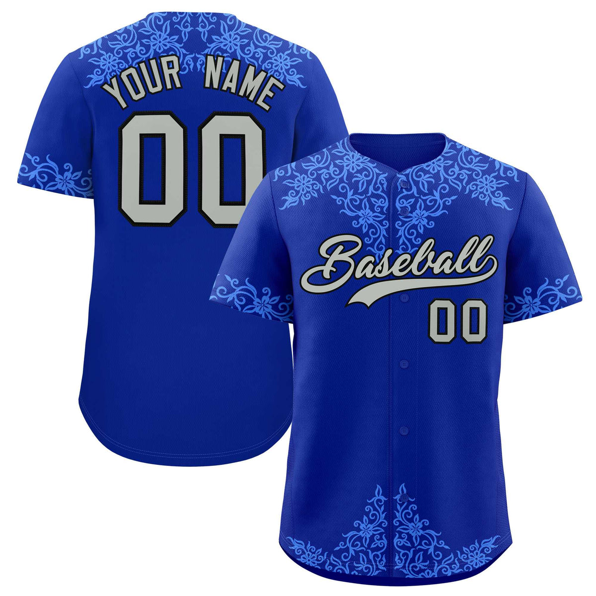 Custom Royal Powder Blue Baroque Style Personalized Baseball Jersey| KXKSHOP
