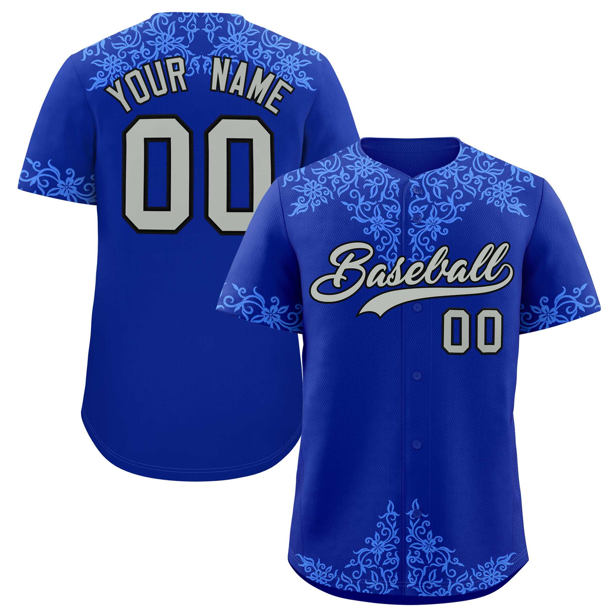 Custom Royal Powder Blue Baroque Style Personalized Baseball Jersey| KXKSHOP