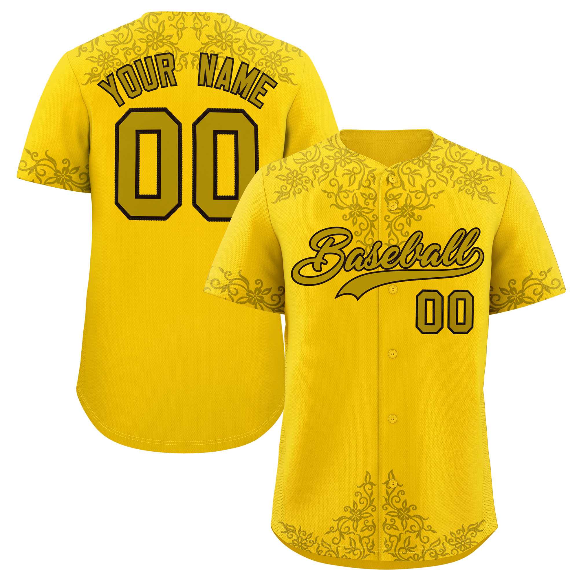 Custom Gold Old Gold Baroque Style Personalized Baseball Jersey| KXKSHOP