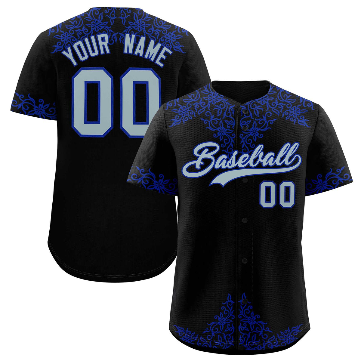 Custom Black Royal Baroque Style Personalized Baseball Jersey| KXKSHOP