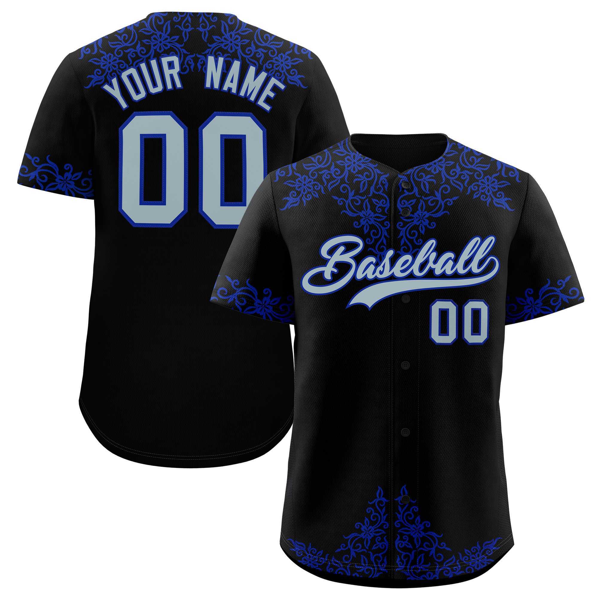 Custom Black Royal Baroque Style Personalized Baseball Jersey| KXKSHOP