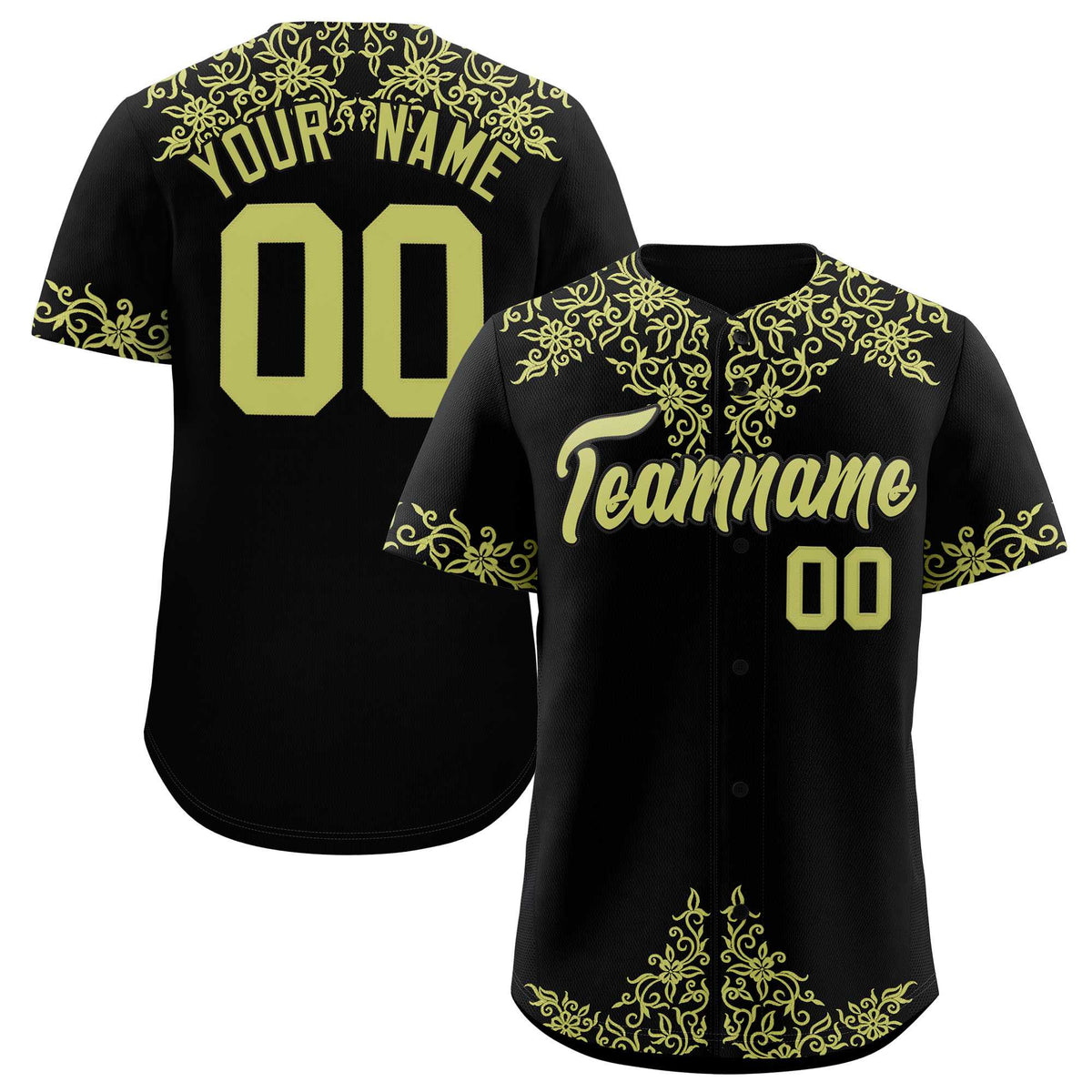 Custom Black Champagne Baroque Style Personalized Baseball Jersey| KXKSHOP