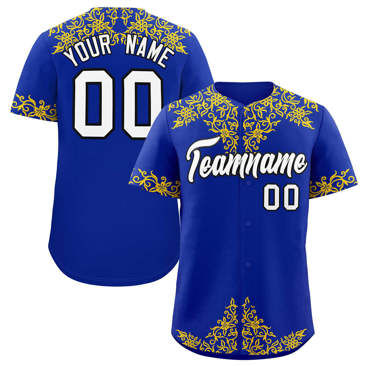 Custom Royal Gold Baroque Style Personalized Baseball Jersey| KXKSHOP