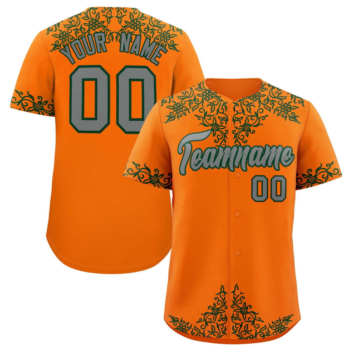 Custom Orange Green Baroque Style Personalized Baseball Jersey| KXKSHOP