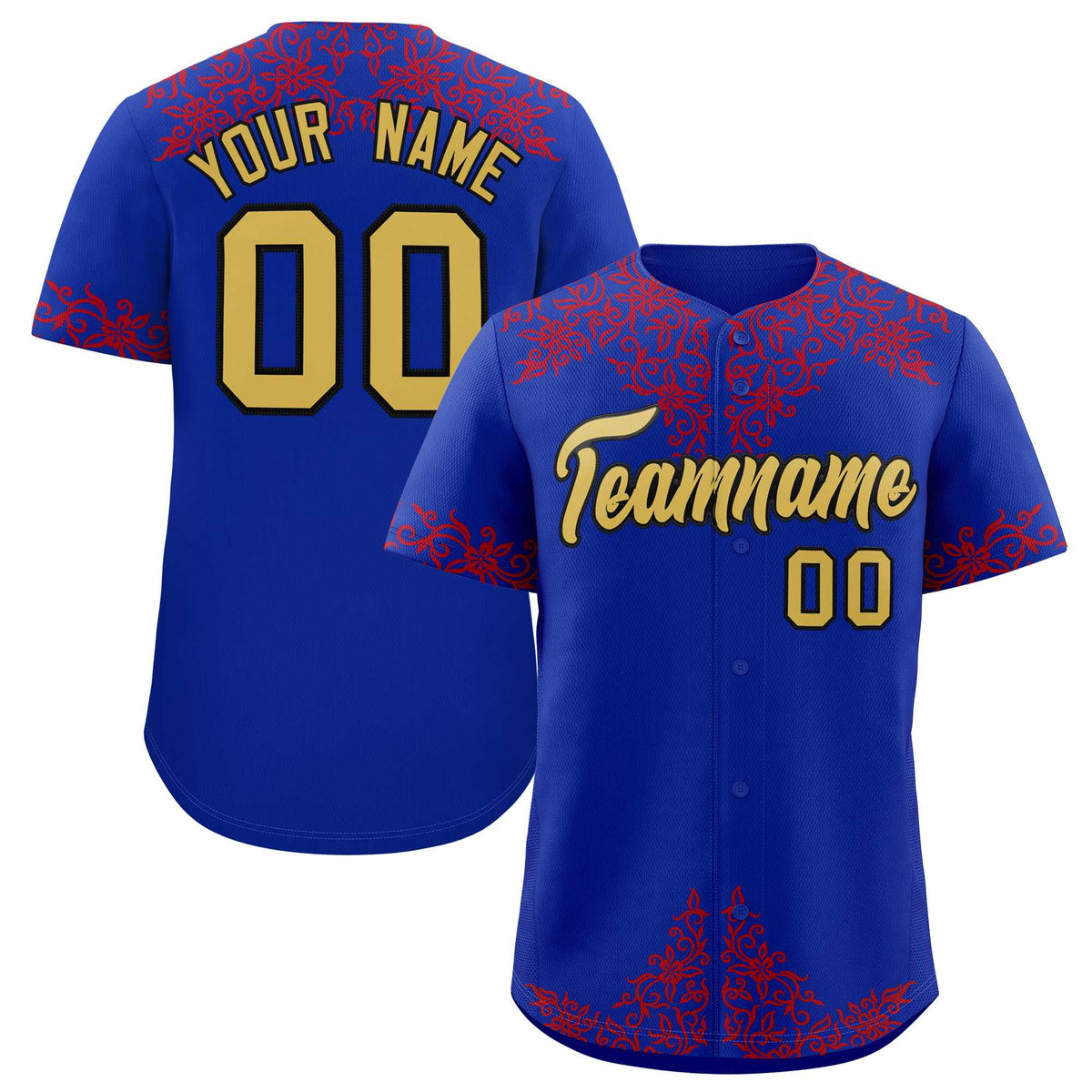 Custom Royal Red Baroque Style Personalized Baseball Jersey| KXKSHOP
