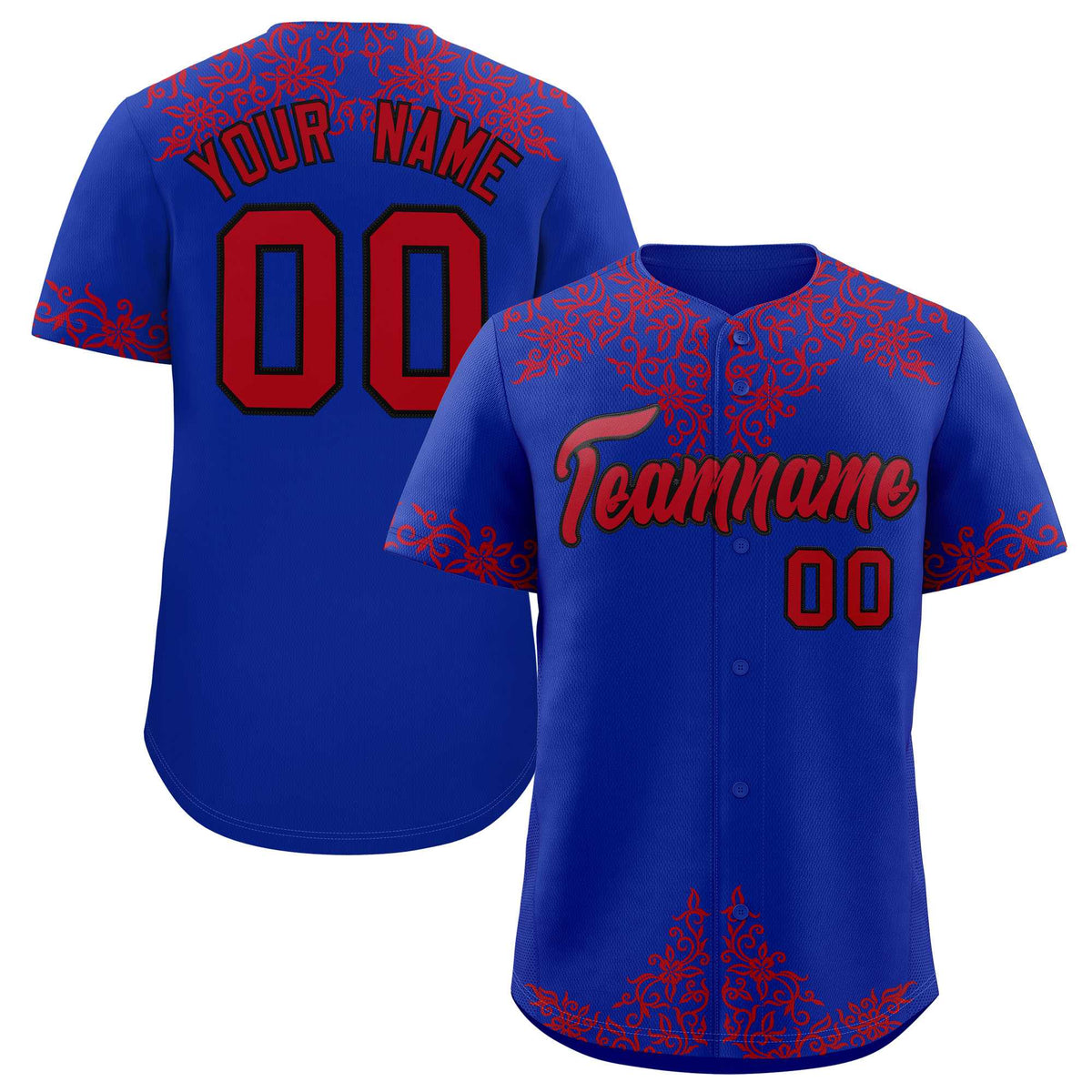 Custom Royal Red Baroque Style Personalized Baseball Jersey| KXKSHOP