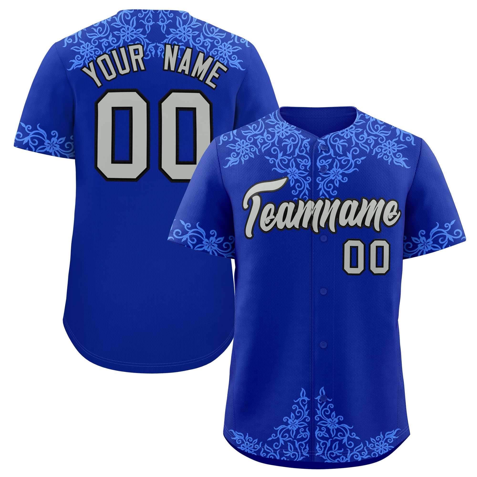 Custom Royal Powder Blue Baroque Style Personalized Baseball Jersey| KXKSHOP