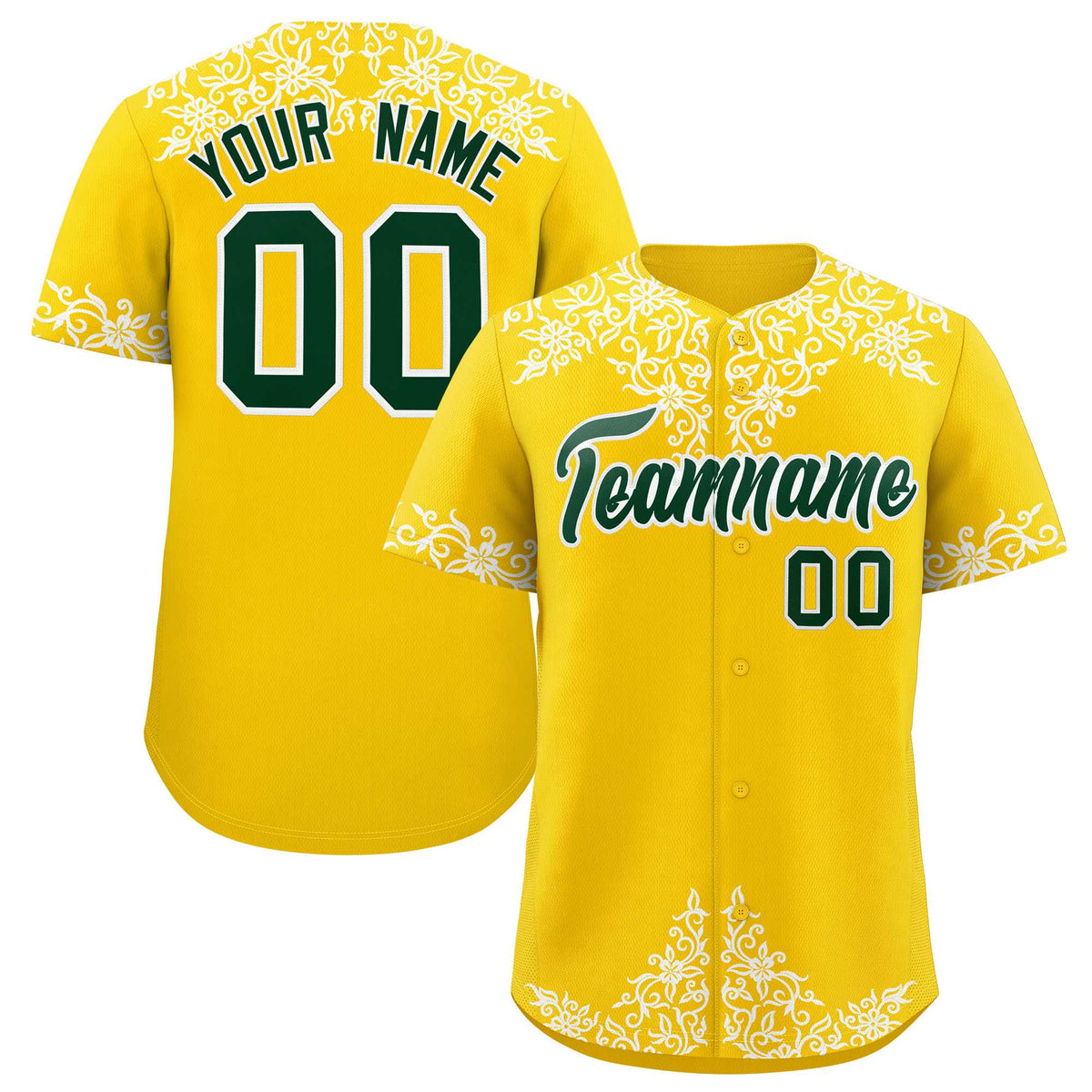 Custom Gold White Baroque Style Personalized Baseball Jersey| KXKSHOP