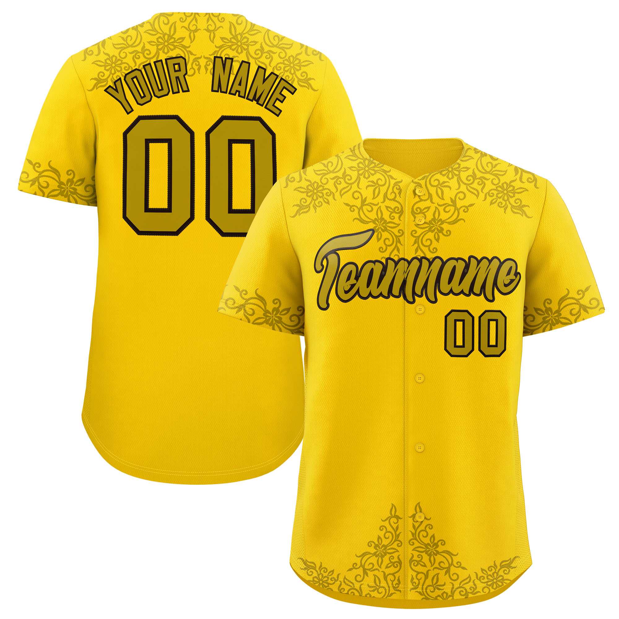 Custom Gold Old Gold Baroque Style Personalized Baseball Jersey| KXKSHOP