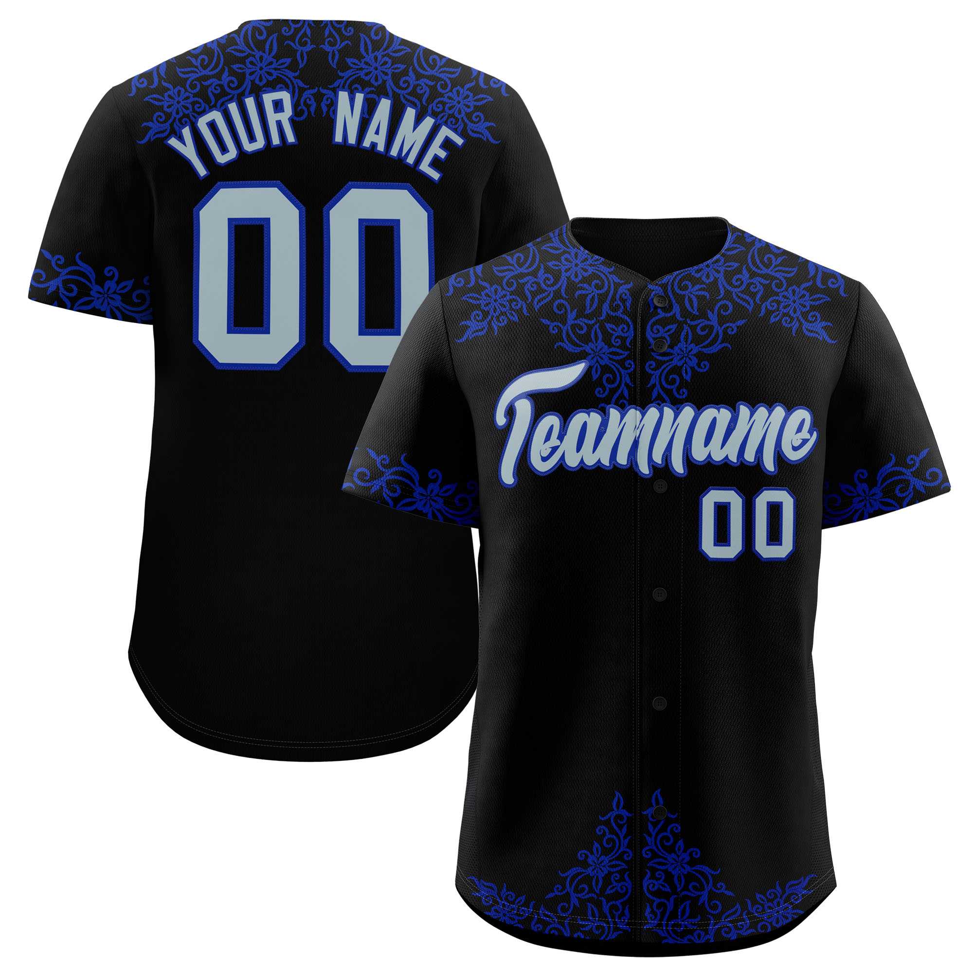Custom Black Royal Baroque Style Personalized Baseball Jersey| KXKSHOP