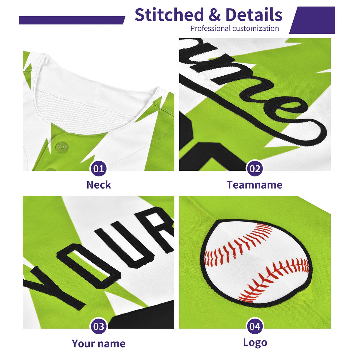 Custom Bright Green Gold Baroque Style Personalized Baseball Jersey| KXKSHOP