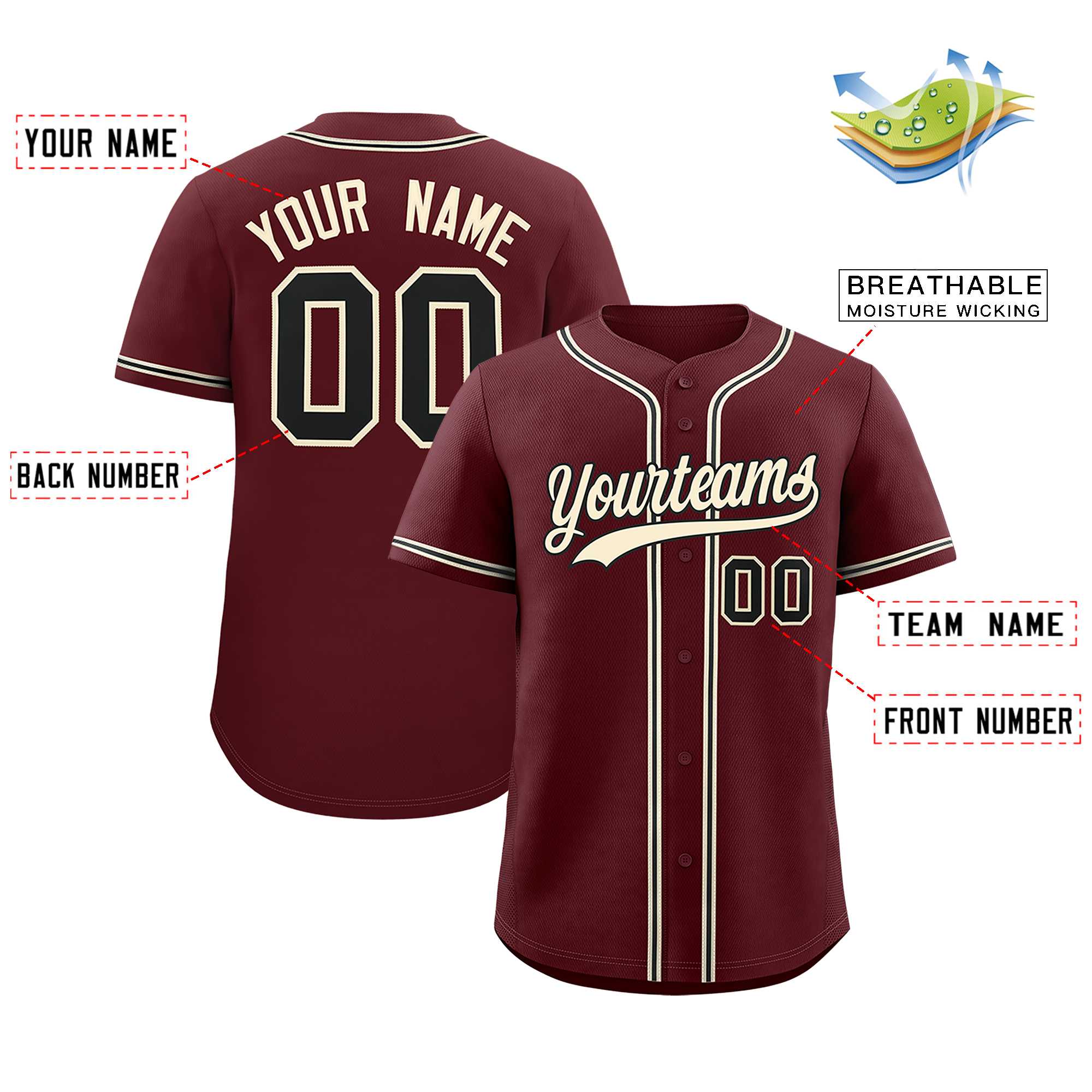 Custom Burgundy Classic Style Authentic Baseball Jersey