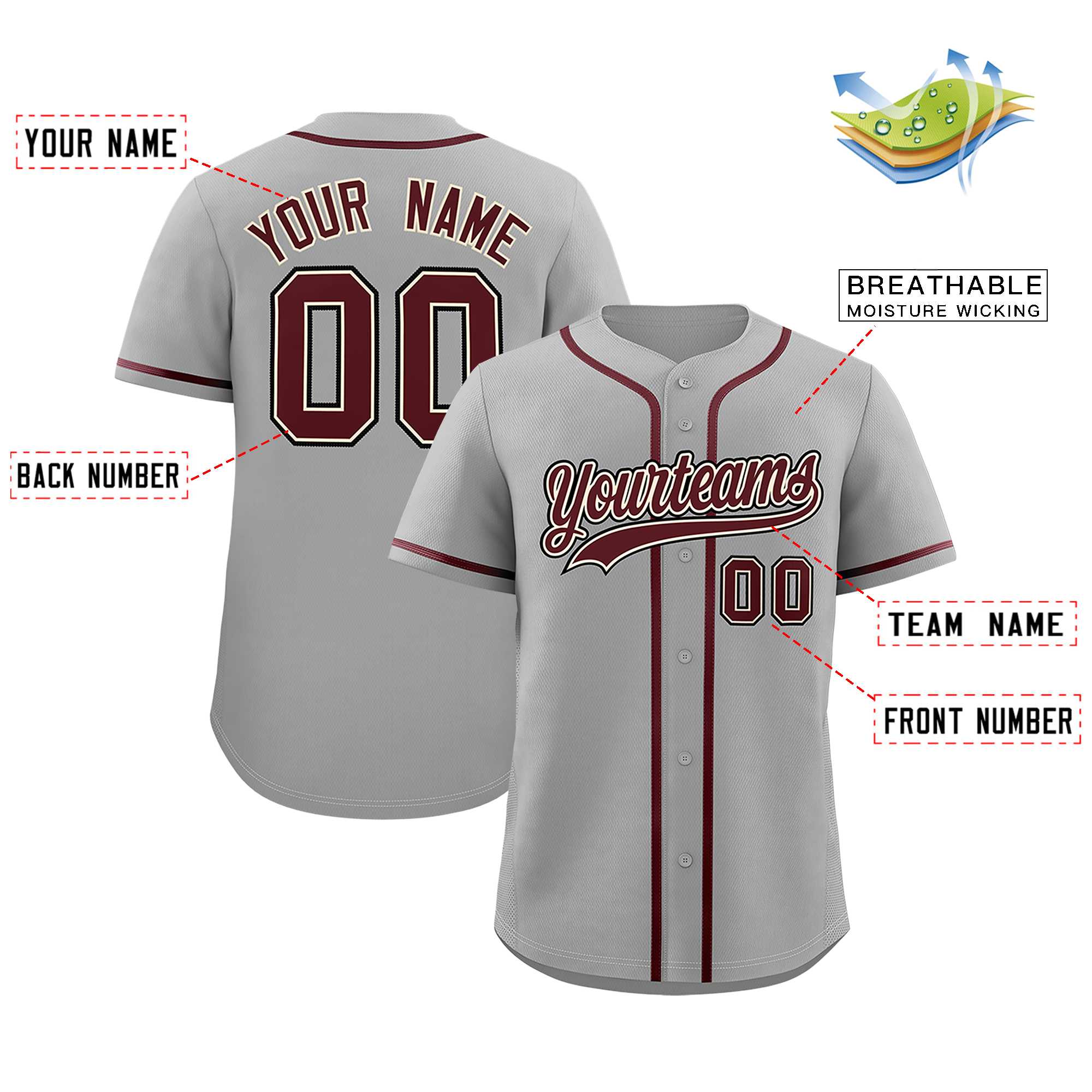 Custom Gray Classic Style Authentic Baseball Jersey