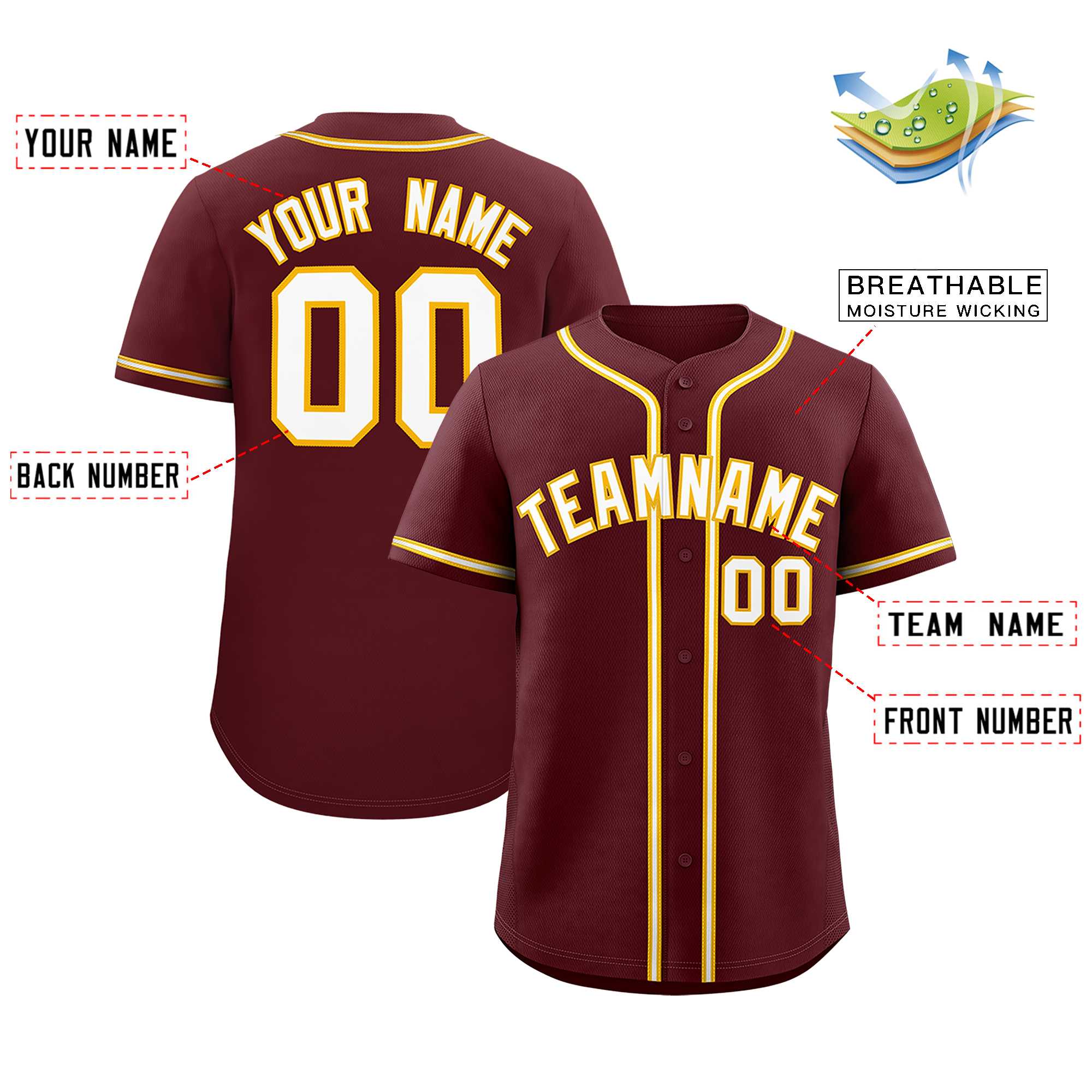 Custom Burgundy Classic Style Authentic Baseball Jersey