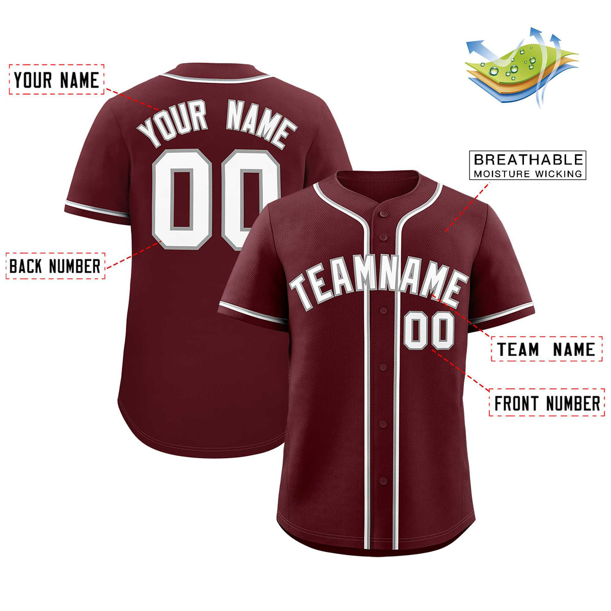 Custom Burgundy Classic Style Authentic Baseball Jersey