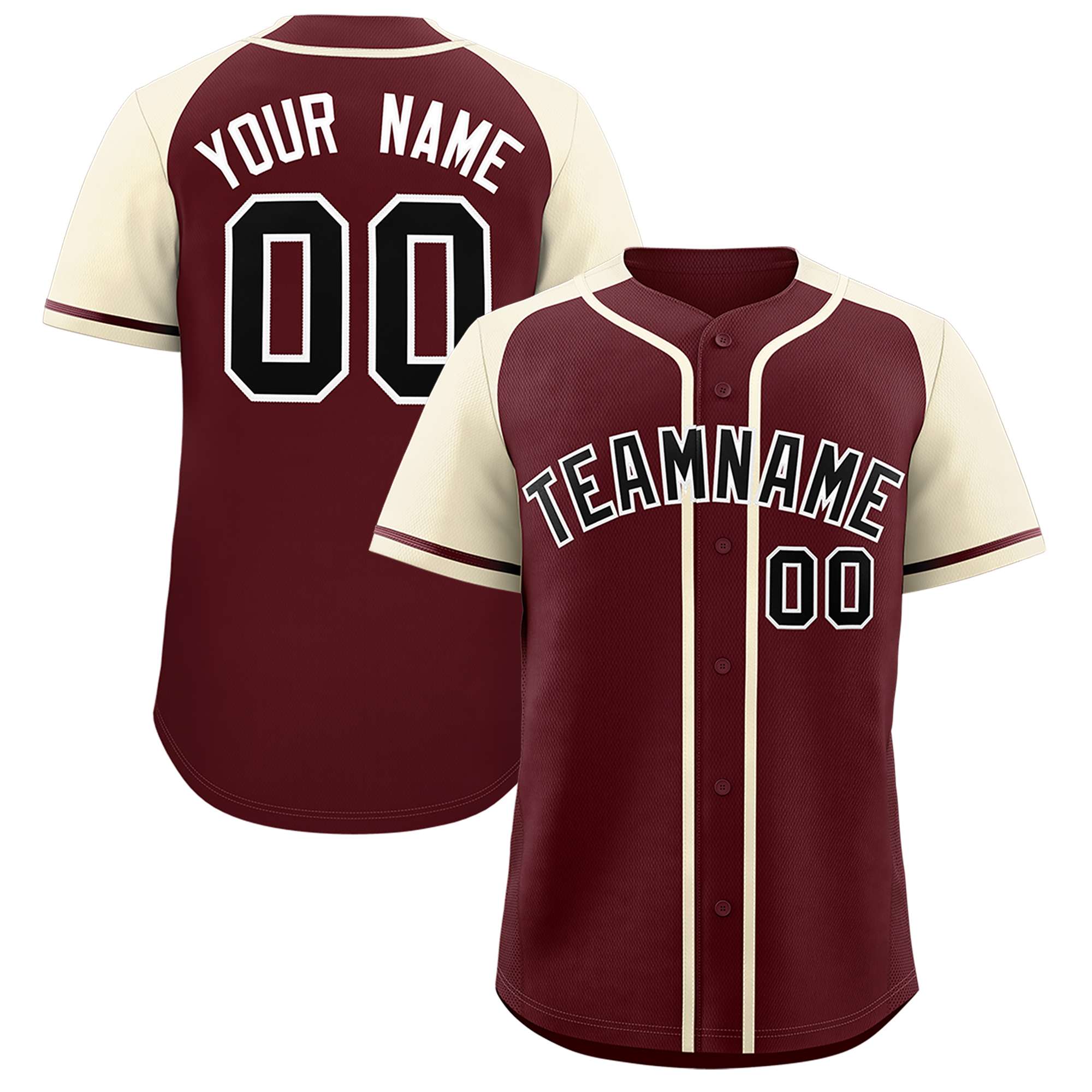 Custom Burgundy Cream Raglan Sleeves Authentic Baseball Jersey