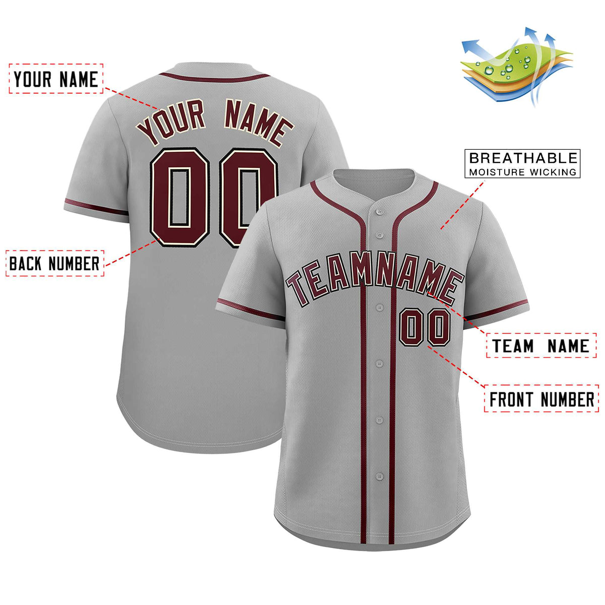 Custom Gray Classic Style Authentic Baseball Jersey