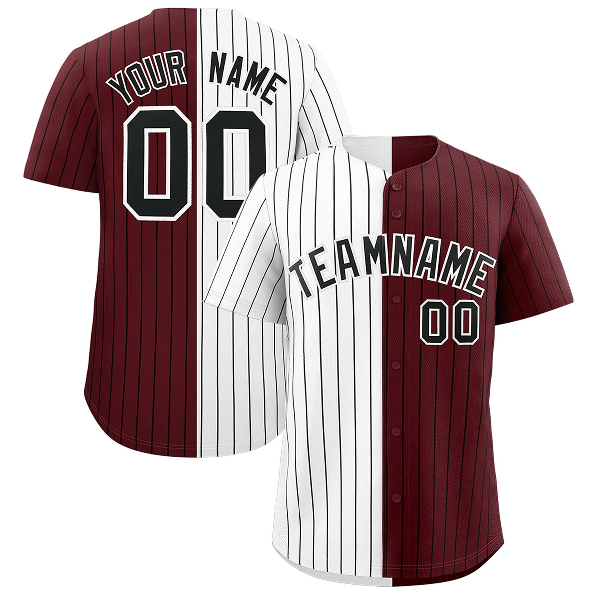 Custom White Burgundy Two Tone Striped Fashion Authentic Baseball Jersey