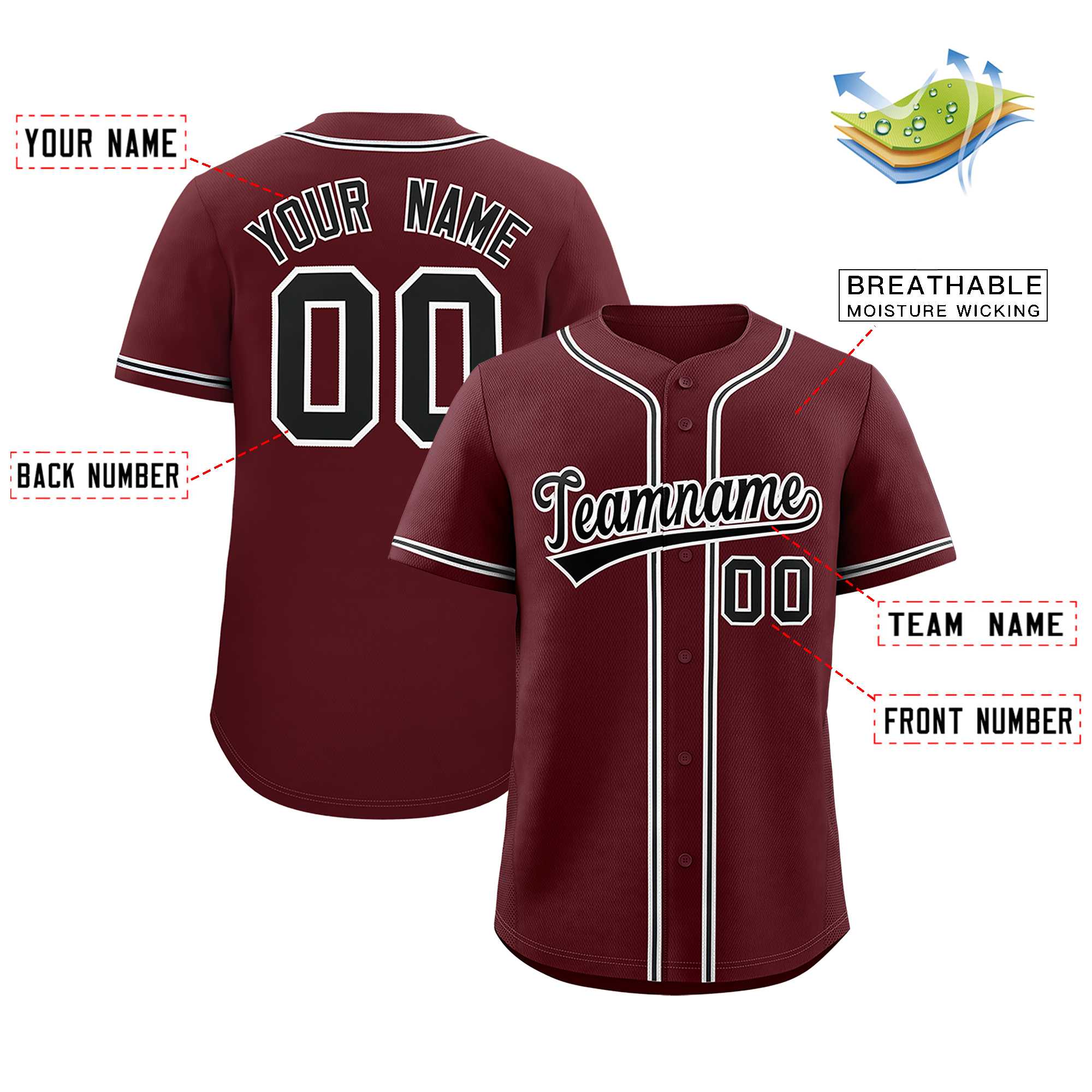 Custom Burgundy Classic Style Authentic Baseball Jersey