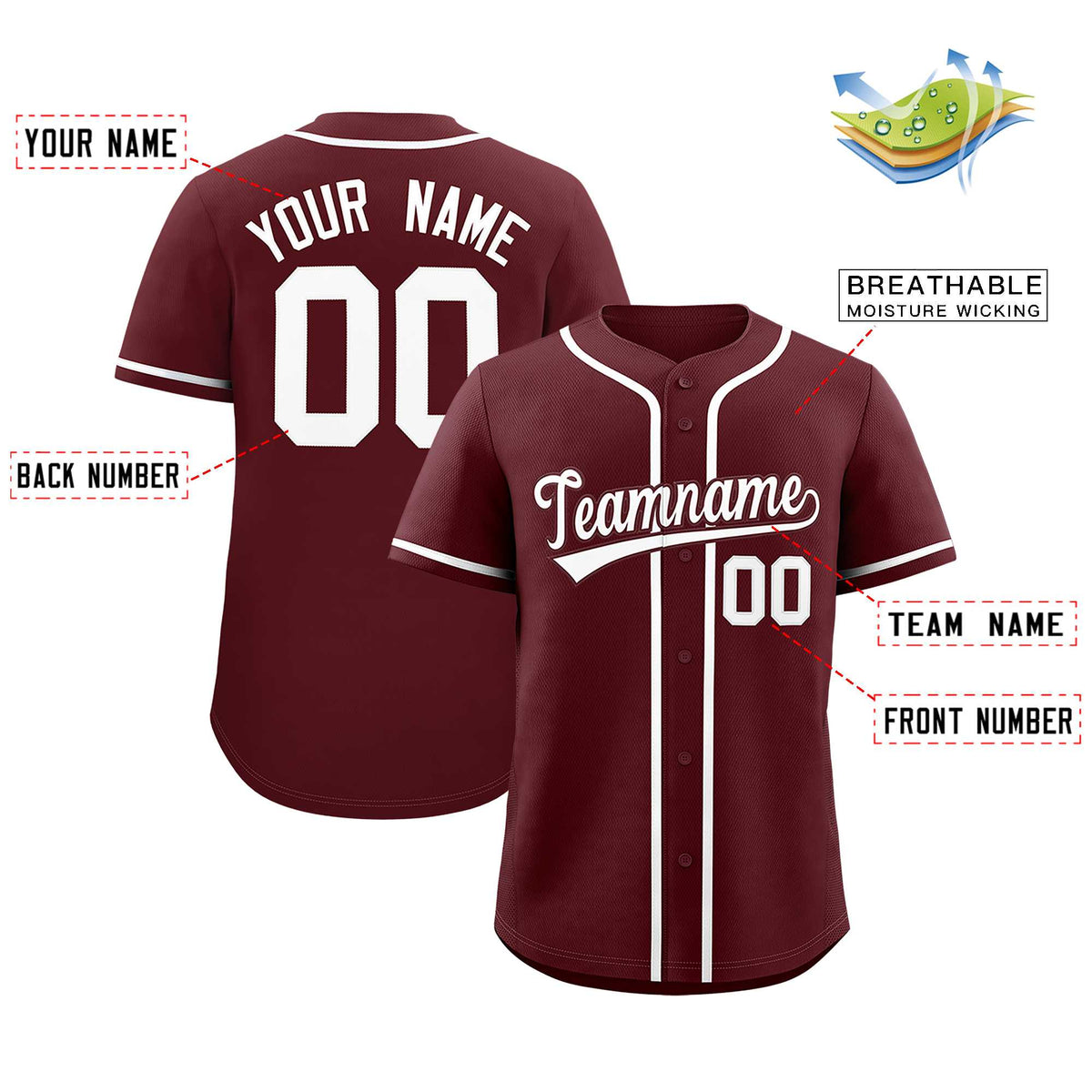 Custom Burgundy Classic Style Authentic Baseball Jersey