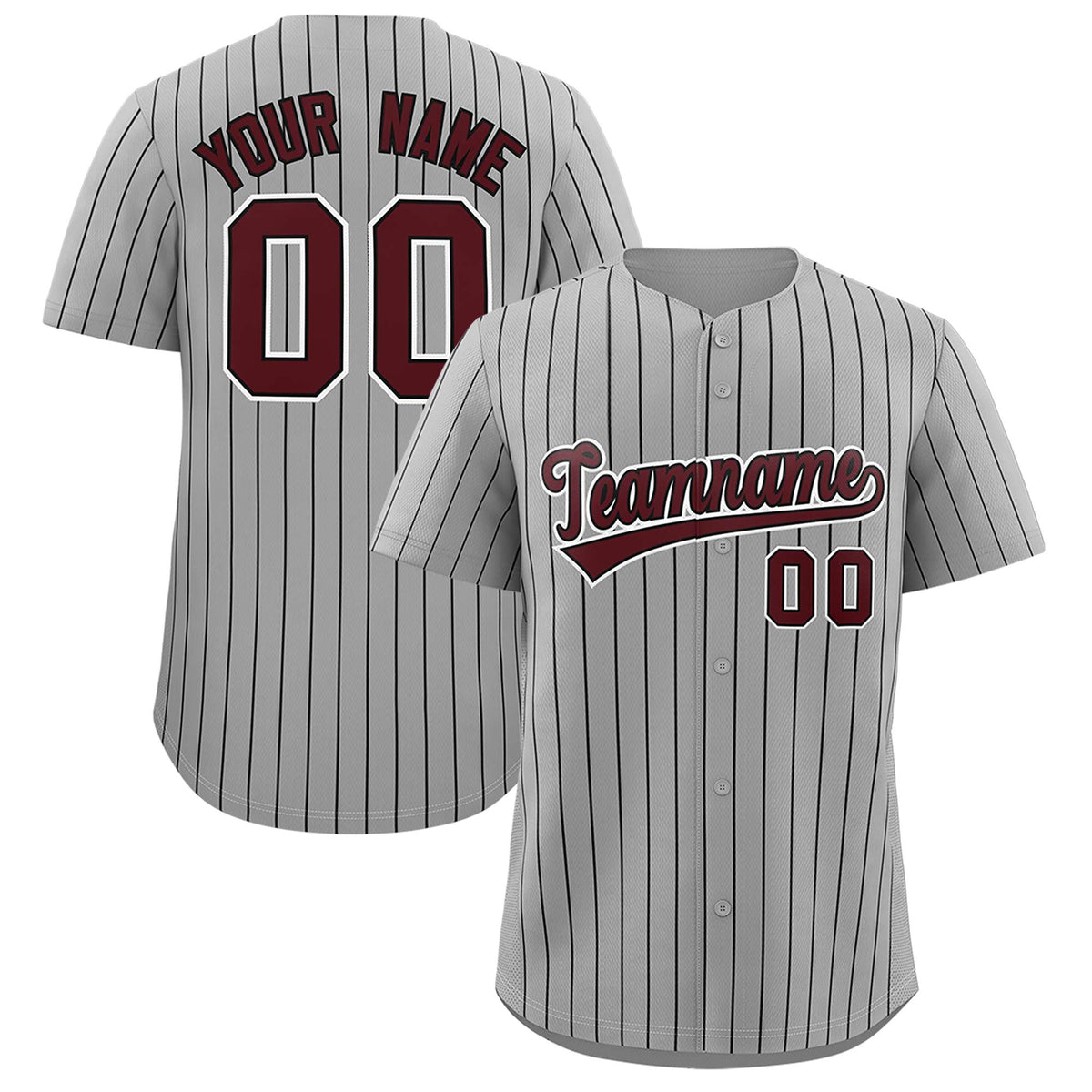 Custom Gray Black Stripe Fashion Authentic Baseball Jersey