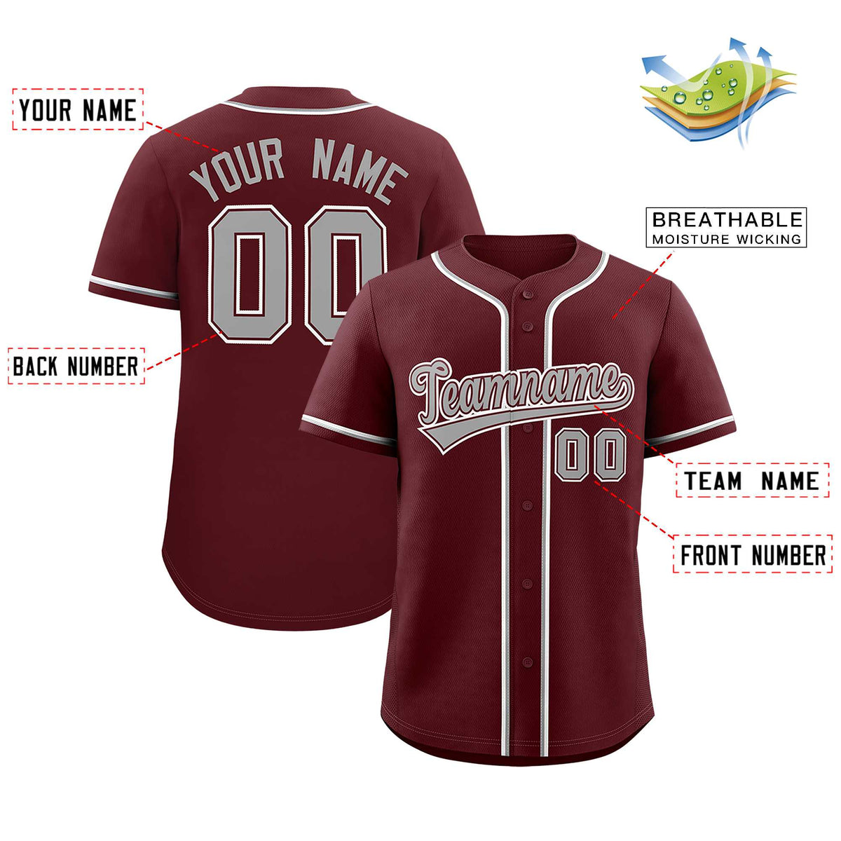 Custom Burgundy Classic Style Authentic Baseball Jersey