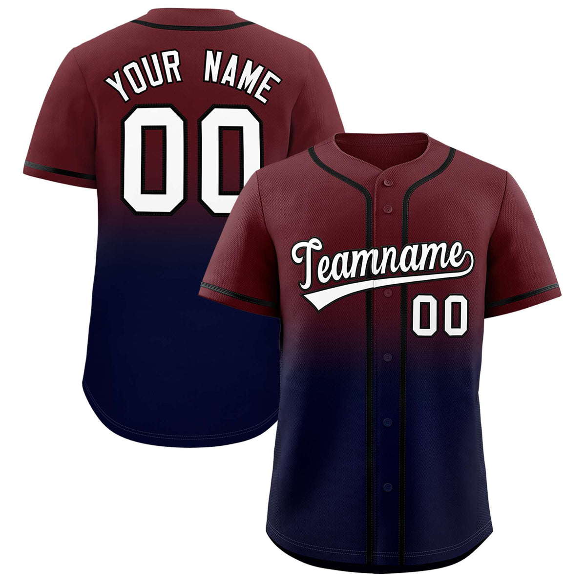 Custom Burgundy Navy Gradient Fashion Authentic Baseball Jersey
