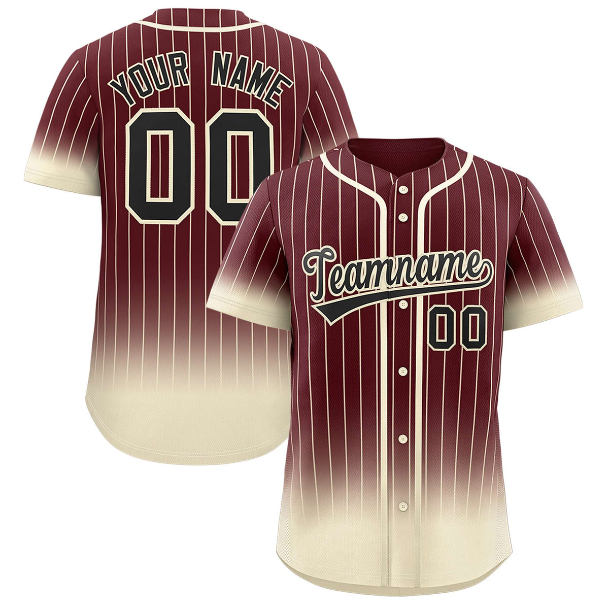 Custom Burgundy Cream Gradient Stripe Fashion Authentic Baseball Jersey