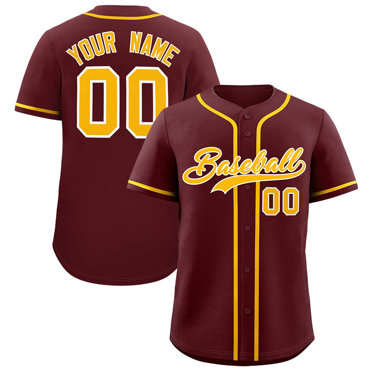 Custom Burgundy Classic Style Authentic Baseball Jersey