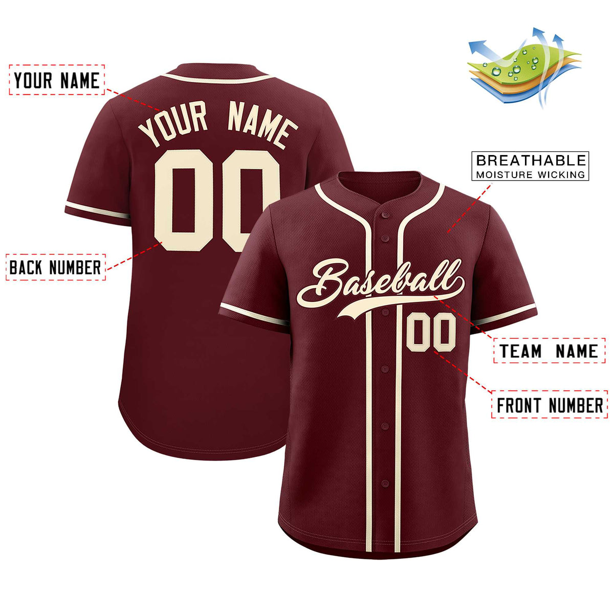 Custom Burgundy Classic Style Authentic Baseball Jersey